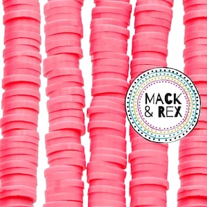 Salmon | | African Vinyl Beads 6mm BEAUTIFUL Soft AFRICAN Colored VINYL Heishi beads Clay Disc - 16 inch strand