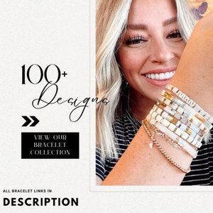an image of a lady with blonde hair wearing some of our bracelet collections.










VANILLA BLUSH - Tila Bead Bracelet Stack Set of 3 | Modern Stretch Beaded Bracelets | Waterproof Miyuki Bracelets for Women, Gift for Mates