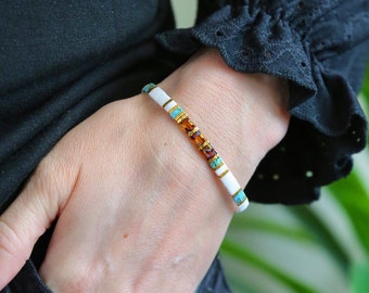 BRONZE BLEND™ Tila Bead Bracelet Set | Handmade Stretch Bracelets | Waterproof, Boho Stackable Jewelry | High Quality Women Beaded Bracelets
