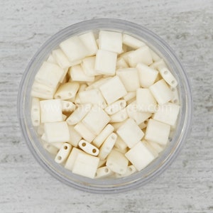 Miyuki Tila Beads TL2021 - Bone Matte Cream Tila Beads | Tila Tile Beads | Flat Square Beads | Glass Tile Beads | TL-2021