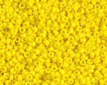 Miyuki 15/0 Seed Beads | Opaque Yellow Miyuki Rocaille 15/0 seed beads | 25 GRAMS || RR15-0404