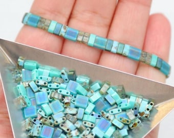 Mezcla de cuentas Tila verde azulado / MEZCLA ISLA / Mezcla de cuentas Tila Miyuki / Cuentas Tila verde azulado / Cuentas Tila HTL4514 / Medias cuentas Tila / Cuentas Tila Miyuki