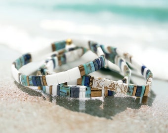 SHORES OF MAINE - Tila Bead Bracelets for Women | Stackable Beaded Bracelets | Beach Bracelets | Stretch Bracelets || Mack & Rex