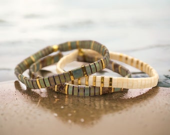 SAVANNA - Stretchy Tila Bracelet | Bead Bracelets for Women | Boho Bracelets for Teens | Miyuki Tila Bead Bracelets || Mack & Rex