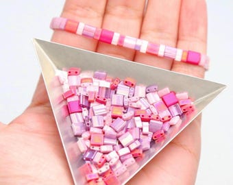 Pink Tila Beads | Tila Bead Mix | LOVE SPELL | Pink Tila Bead Mixes | Miyuki Tila Beads | Pink and Purple Tila Beads | Valentines Bead Mix