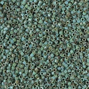 Opaque Turquoise Blue Picasso Miyuki Delica Beads 11/0 | DB2264 | Wholesale Miyuki Seed Beads for Jewelry Making