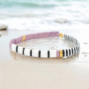 VENDETTA™ - Handmade Bracelet | Bohemian Tila Bead Bracelet | Miyuki Glass Tile Bracelet | Stretchy Bracelet Stack | Mack and Rex Jewelry