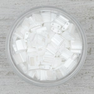 Miyuki Tila Beads TL0420 - Pearl White tila beads | Tila Tile Beads| Flat Square Beads | Glass Tile Beads | TL-0420