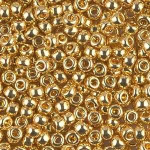 24kt Gold Plated 8/0 seed beads - 25 GRAMS | Miyuki Rocaille 8/0 round glass beads || RR8-0191
