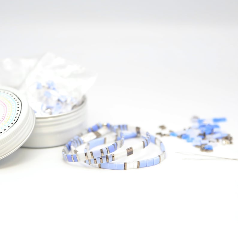 image of the Lavender Sky DIY Bracelet Kit and some bracelets on a white surface











Lavender Sky DIY Bracelet Kit | Makes 3 Stackable Bracelets | Tila Bead Jewelry Making Kit for Women Teens | Craft Gift for Holidays
