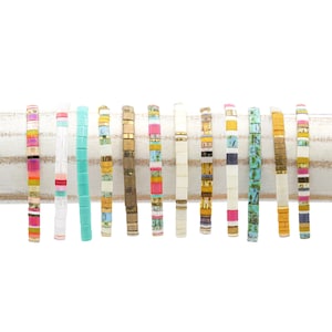 Beachy Tila Bracelets | Most Popular Bracelet Stacks | High Quality Stretch Bracelet | Tile Bracelets for Women | Boho Christmas Gift