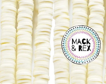 Soft Yellow | African Vinyl Beads 6mm BEAUTIFUL Soft AFRICAN Colored VINYL Heishi beads Clay Disc - 16 inch strand
