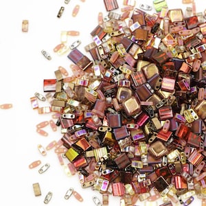 Tila Bead Mix | AUTUMN RUSH | Miyuki Tila Bead Mixes | Glass Tile Beads | Flat Square Beads | Beads for Making Bracelets | Mack & REx
