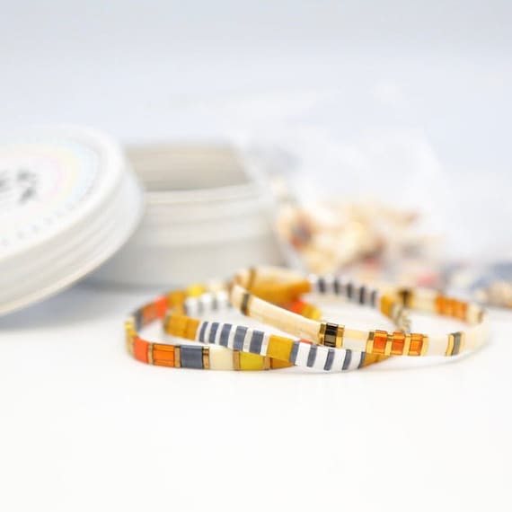 DIY Bracelet Making Kit | Makes 3 Bracelets | Beaded Bracelet Kit | Tila Bead Bracelet Kit | Jewelry Making Kit | Adults & Kids Craft Beads