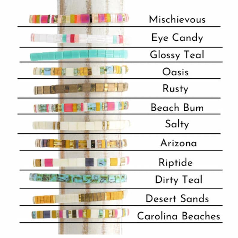 a poster with a bunch of different types of bracelets on a poll








VANILLA BLUSH - Tila Bead Bracelet Stack Set of 3 | Modern Stretch Beaded Bracelets | Waterproof Miyuki Bracelets for Women, Gift for Mates