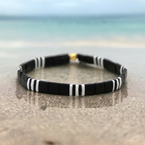Harmony™ - Tila Bracelet for Women | Black and White Beaded Bracelet | High Quality Bracelet | Minimalist Bracelet | Stackable Tile Bracelet