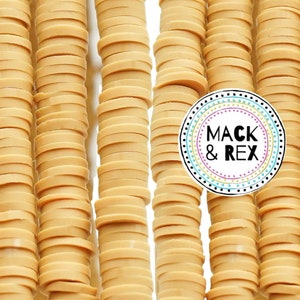 Gold | African Vinyl Beads 6mm BEAUTIFUL Soft AFRICAN Colored VINYL Heishi beads Clay Disc - 16 inch strand