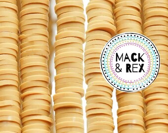 Gold | African Vinyl Beads 6mm BEAUTIFUL Soft AFRICAN Colored VINYL Heishi beads Clay Disc - 16 inch strand