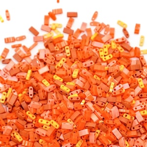 Tila Bead Mix - FIRE - Orange Tila Beads - Miyuki Tila - 10 GRAMS