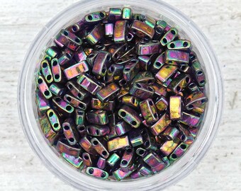 Miyuki Half Tila Beads HTL1893 - Raspberry Gold Half Tila Beads | HALF TILA Beads | Flat Square Beads with two holes