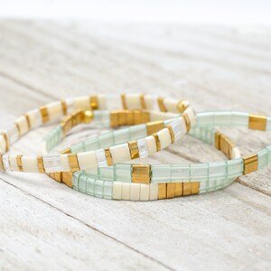 Set Of 3 Mint Green Bracelet Stack Beachy Bracelets, Atlantis Inspired bracelet,Green bead bracelet, bracelets for women image 5