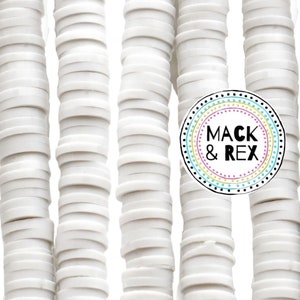 Light Gray | African Vinyl Beads 6mm BEAUTIFUL Soft AFRICAN Colored VINYL Heishi beads Clay Disc - 16 inch strand