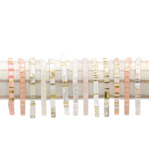 Vanilla Blush™ - Stretchy Boho Chic Tila Bead Bracelets for Women | Modern Miyuki Tile Bracelet | Popular Holiday Jewelry | Mack & Rex Tila