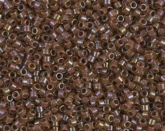 Japanese Seed Beads 15DE014 Transparent Light Amber AB 5g 15/0 Miyuki Delica DBS0100