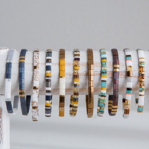 BRONZE BLEND™ Tila Bead Bracelet Set | Handmade Stretch Bracelets | Waterproof, Boho Stackable Jewelry | High Quality Women Beaded Bracelets