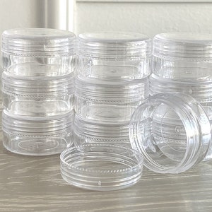 Flip Top Beauty Containers Plastic Empty Hinged Small Cosmetic Jars W/  Attached Lid 3 Gram 3 Ml Natural 25 Jars 5003-25 