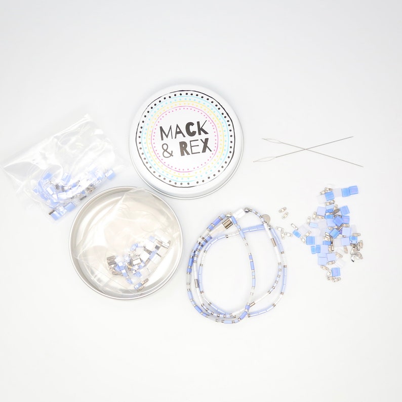 image of the top view of the Lavender Sky DIY Bracelet Kit and some bracelets on a white surface











Lavender Sky DIY Bracelet Kit | Makes 3 Stackable Bracelets | Tila Bead Jewelry Making Kit for Women Teens | Craft Gift for Holidays