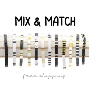 BLACK GOLD™ - Tila Bead Bracelet for Women - Mack & Rex Handmade Boho Bracelet - Comfortable Stretch Bracelet, Waterproof Bracelets for her