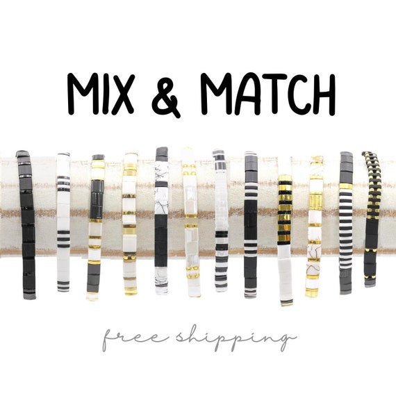 BLACK GOLD™ - Tila Bead Bracelet for Women - Mack & Rex Handmade Boho Bracelet - Comfortable Stretch Bracelet, Waterproof Bracelets for her