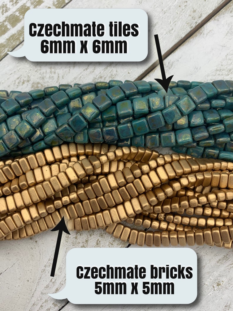 Sueded Gold Crystal Czechmate tile beads 79080CR