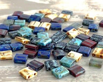 Picasso Tila Beads | TILA Bead Mix | FULL PICASSO | Miyuki Tila Beads | Picass0 5x5 tila beads | Miyuki Picasso Tila Beads | two hole beads