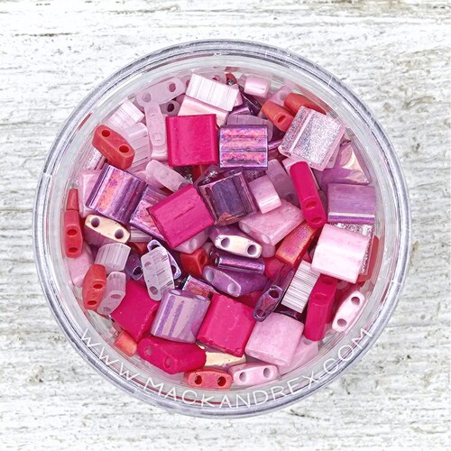 Pink and Purple Tila Bead Mix Pink Half Tila Beads in Mix Etsy