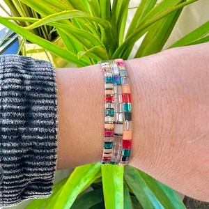 Beaded Bracelet Set | Bead Bracelets for Women | Colorful Womens Bracelets | Tila Bead Bracelets | Stretchy Beaded Bracelets for Women