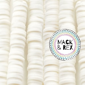 White | | African Vinyl Beads 6mm BEAUTIFUL Soft AFRICAN Colored VINYL Heishi beads Clay Disc - 16 inch strand