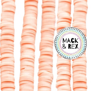 Peach | | African Vinyl Beads 6mm BEAUTIFUL Soft AFRICAN Colored VINYL Heishi beads Clay Disc - 16 inch strand
