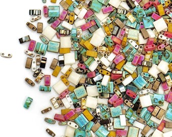 Tila Bead Mix | BEACHY | Miyuki Tila Bead Mixes | Flat Square Beads | Tila Tile Beads for Making Bracelets | Miyuki Tilas | Mack and Rex