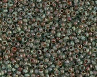 Miyuki Rocaille 11/0 Seed Beads | Transparent Sea Foam Picasso 11/0 Seed Beads |  RR11-4506