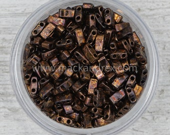 Miyuki Half Tila Beads HTL0457B- Berry Bronze Metallic Tila Beads | Half TILA BEADS | Flat Square Beads with 2 holes