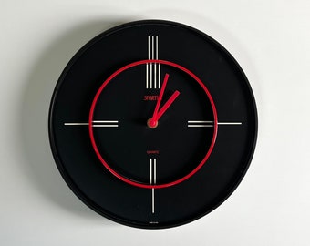 Post Modern 1990 Spartus Black and Red Clock