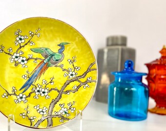 Antique Nippon Japan Peacock Cherry Blossom Wall Plate