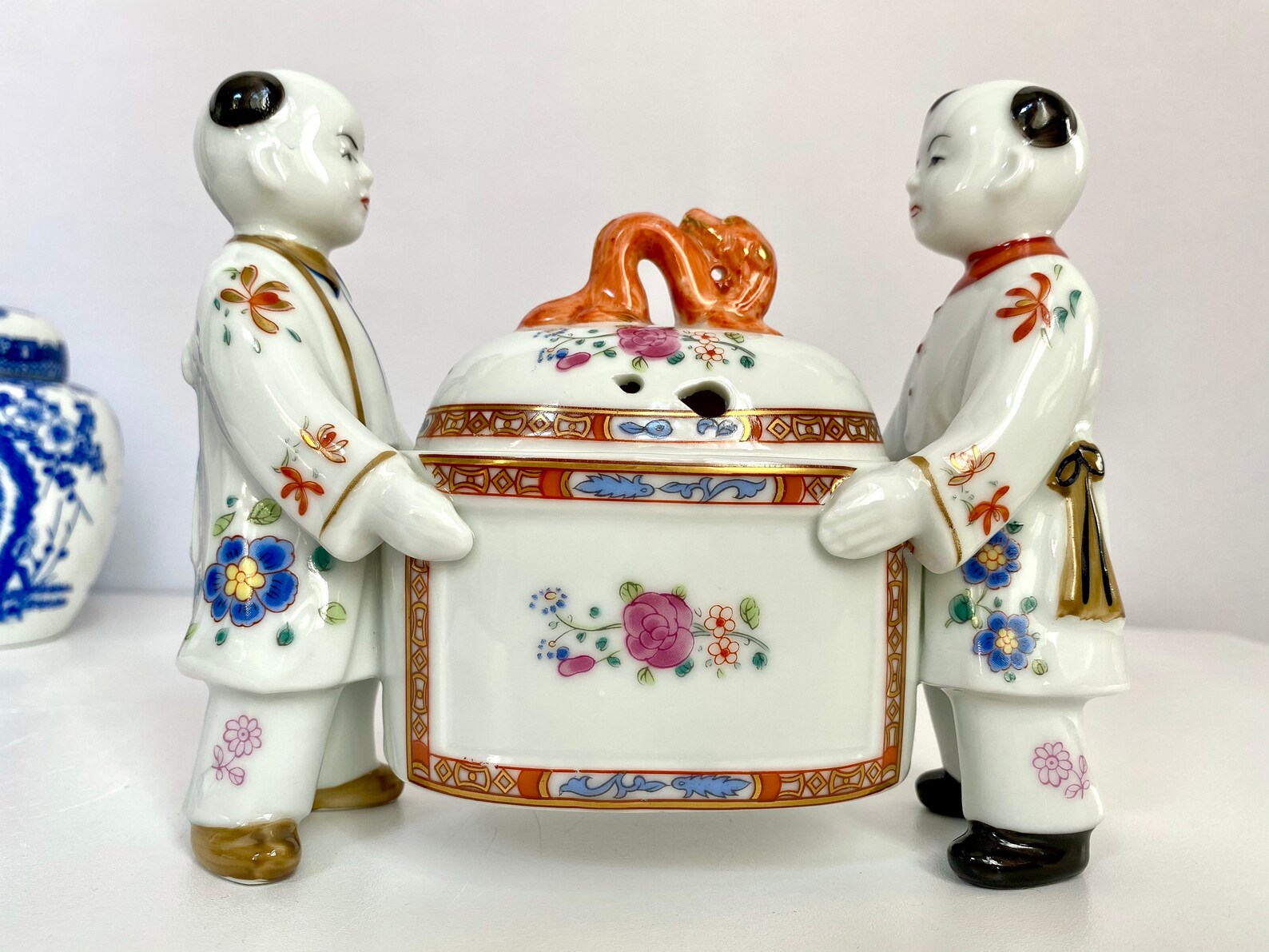 Vintage Neiman Marcus Chinese Porcelain Incense Burner Box Etsy