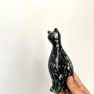 Vintage MCM Carved Solid Stone Cats Carved Marble Cats image 9