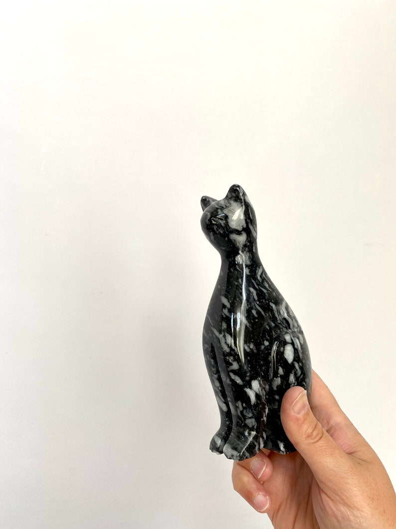 Vintage MCM Carved Solid Stone Cats Carved Marble Cats image 9