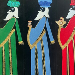 Large Vintage MCM Three Kings Wise Men Wall Hanging/Table Display image 3