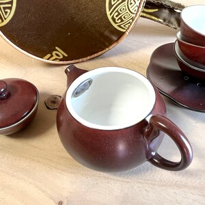 Vintage Portable Asian Tea Set with Satin Travel Case image 4