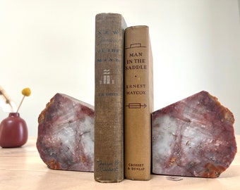 Vintage Red Jasper/Agate Bookends, Natural Stone Bookends